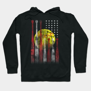 American Flag Softball Gift Hoodie